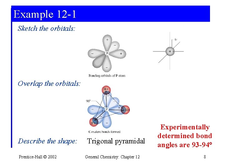 Example 12 -1 Sketch the orbitals: Overlap the orbitals: Describe the shape: Prentice-Hall © Example 12 -1 Sketch the orbitals: Overlap the orbitals: Describe the shape: Prentice-Hall ©