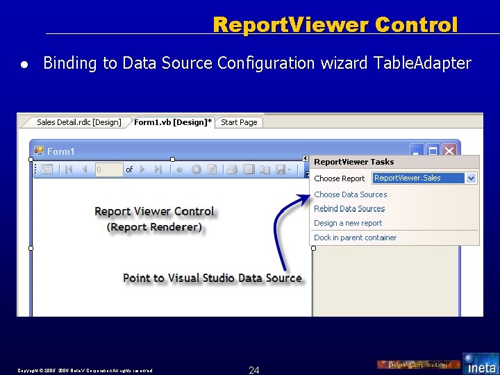 Report. Viewer Control l Binding to Data Source Configuration wizard Table. Adapter Copyright ©