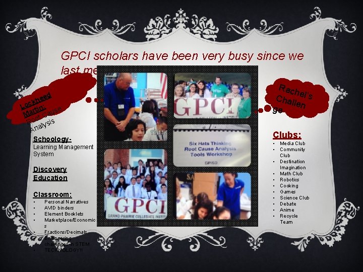 GPCI scholars have been very busy since we last met: eed h k Loc