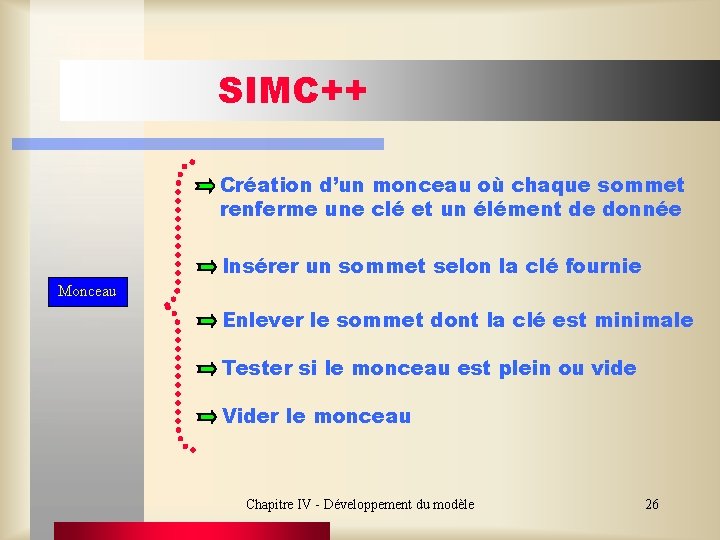 SIMC++ Création d’un monceau où chaque sommet renferme une clé et un élément de