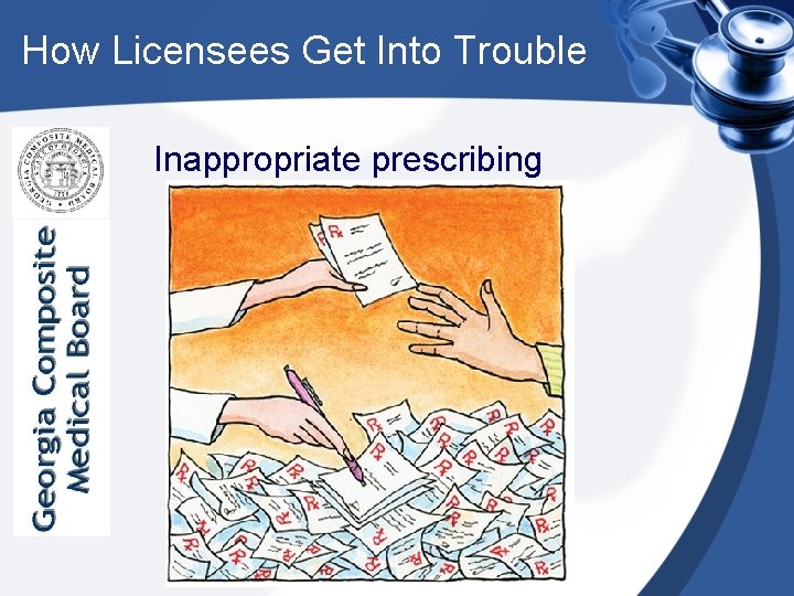 How Licensees Get Into Trouble Inappropriate prescribing 