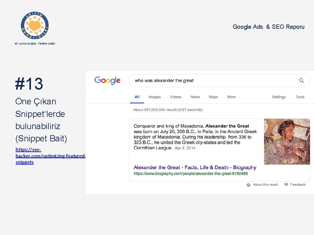 Google Ads & SEO Raporu #13 Öne Çıkan Snippet’lerde bulunabiliriz (Snippet Bait) https: //seohacker.