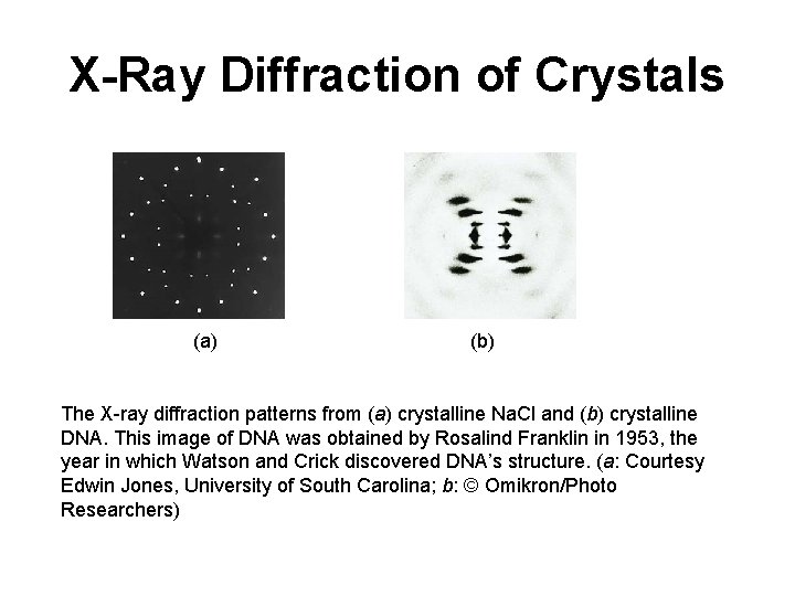 X-Ray Diffraction of Crystals (a) (b) The X-ray diffraction patterns from (a) crystalline Na.