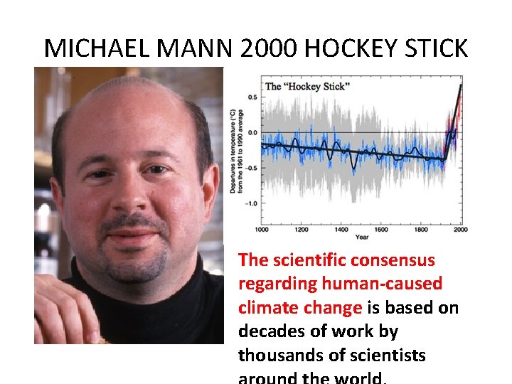 MICHAEL MANN 2000 HOCKEY STICK The scientific consensus regarding human-caused climate change is based