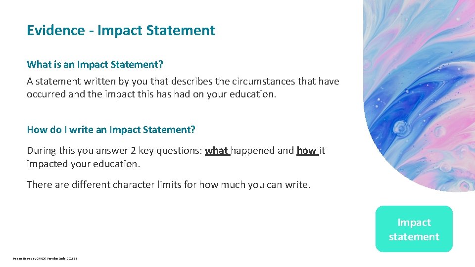  Evidence - Impact Statement What is an Impact Statement? A statement written by