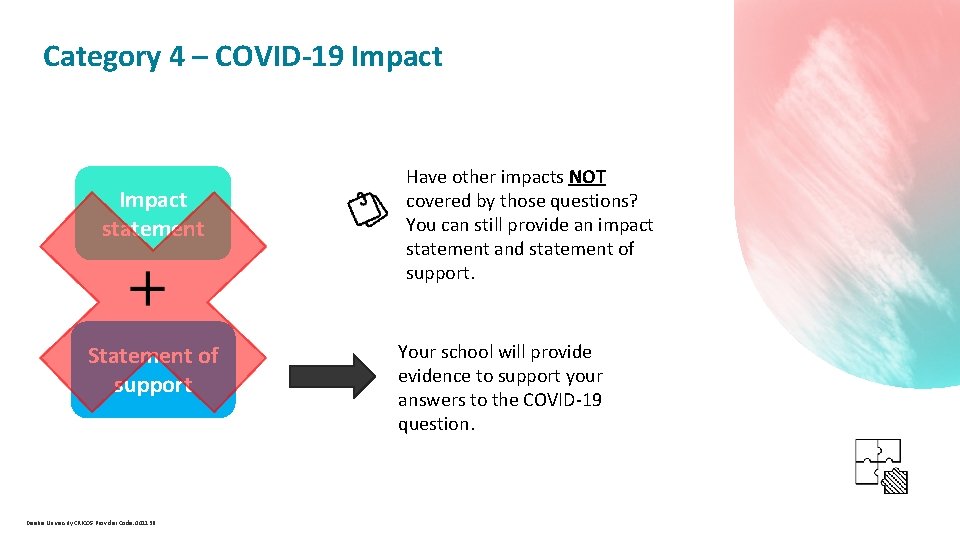  Category 4 – COVID-19 Impact statement Statement of support Deakin University CRICOS Provider