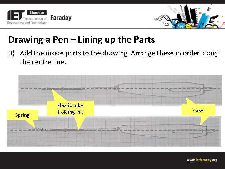 Drawing a Pen – Lining up the Parts 3) Add the inside parts to