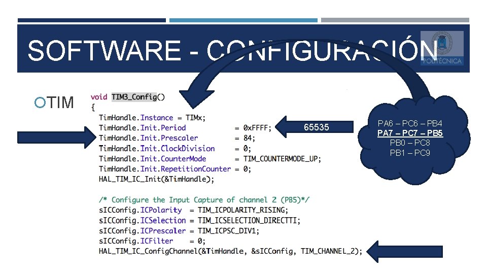 SOFTWARE - CONFIGURACIÓN TIM 65535 PA 6 – PC 6 – PB 4 PA