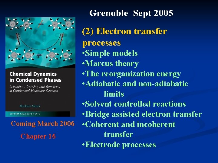 Grenoble Sept 2005 (2) Electron transfer processes • Simple models • Marcus theory •