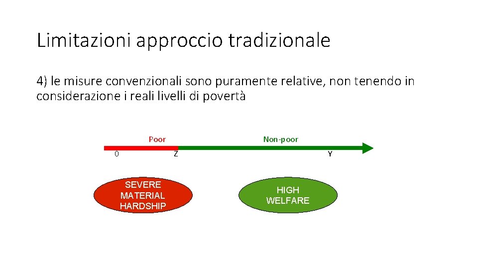 Limitazioni approccio tradizionale 4) le misure convenzionali sono puramente relative, non tenendo in considerazione