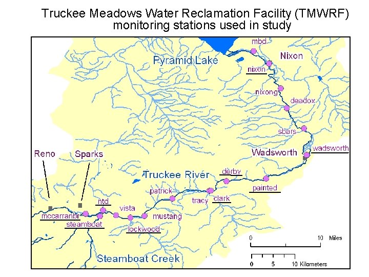 Truckee Meadows Water Reclamation Facility (TMWRF) monitoring stations used in study 