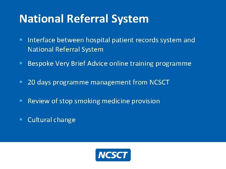 National Referral System § Interface between hospital patient records system and National Referral System