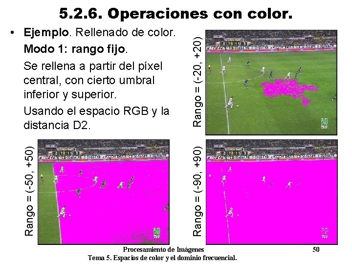 Rango = (-90, +90) Rango = (-50, +50) • Ejemplo. Rellenado de color. Modo Rango = (-90, +90) Rango = (-50, +50) • Ejemplo. Rellenado de color. Modo