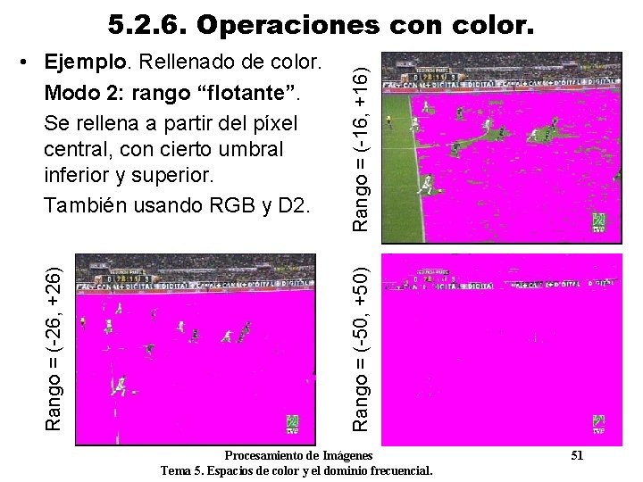 Rango = (-50, +50) Rango = (-26, +26) • Ejemplo. Rellenado de color. Modo