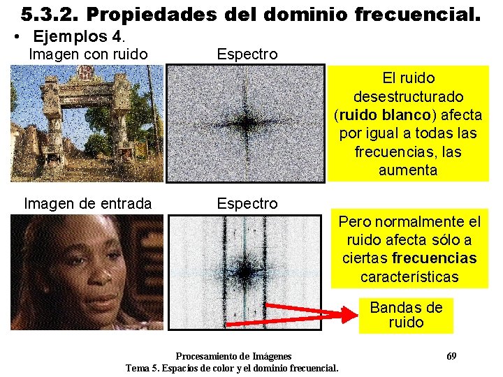 5. 3. 2. Propiedades del dominio frecuencial. • Ejemplos 4. Imagen con ruido Espectro