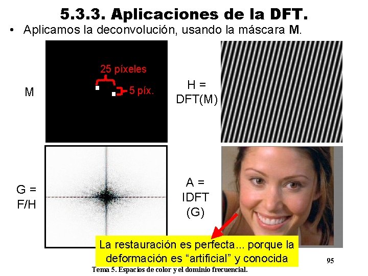 5. 3. 3. Aplicaciones de la DFT. • Aplicamos la deconvolución, usando la máscara