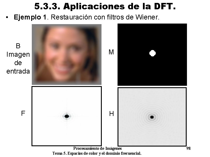 5. 3. 3. Aplicaciones de la DFT. • Ejemplo 1. Restauración con filtros de