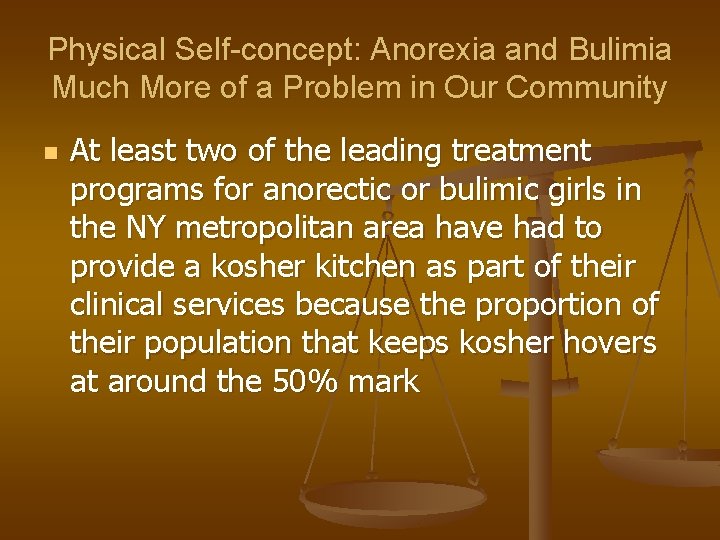 Physical Self-concept: Anorexia and Bulimia Much More of a Problem in Our Community n