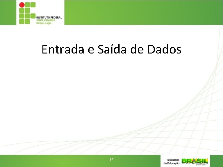 Entrada e Saída de Dados 17 