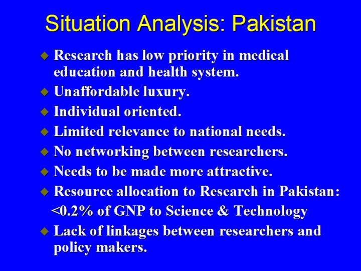 Situation Analysis: Pakistan 