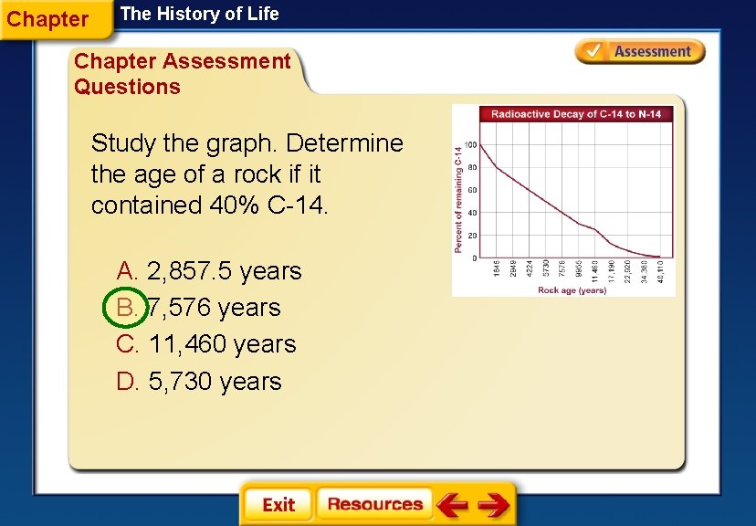 Chapter The History of Life Chapter Assessment Questions Study the graph. Determine the age