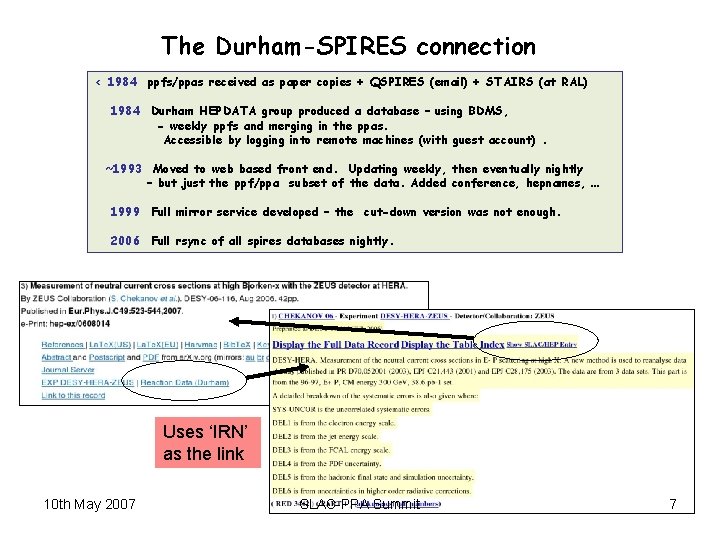 The Durham-SPIRES connection < 1984 ppfs/ppas received as paper copies + QSPIRES (email) +