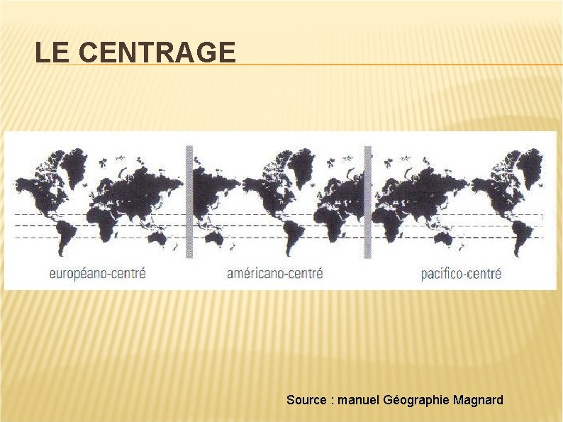 LE CENTRAGE Source : manuel Géographie Magnard 