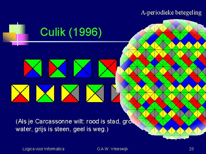 A-periodieke betegeling Culik (1996) (Als je Carcassonne wilt: rood is stad, groen is land,