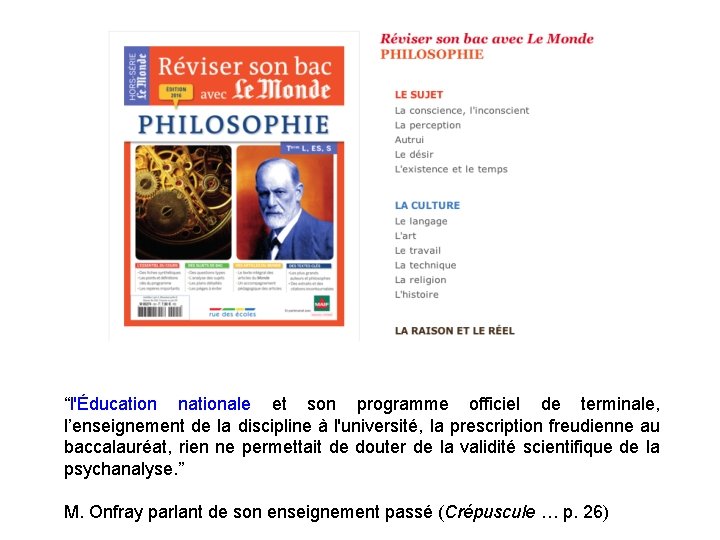 “l'Éducation nationale et son programme officiel de terminale, l’enseignement de la discipline à l'université, “l'Éducation nationale et son programme officiel de terminale, l’enseignement de la discipline à l'université,