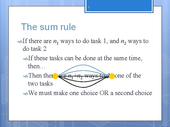 7 The sum rule If there are n 1 ways to do task 1,