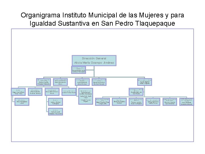 Organigrama Instituto Municipal de las Mujeres y para Igualdad Sustantiva en San Pedro Tlaquepaque