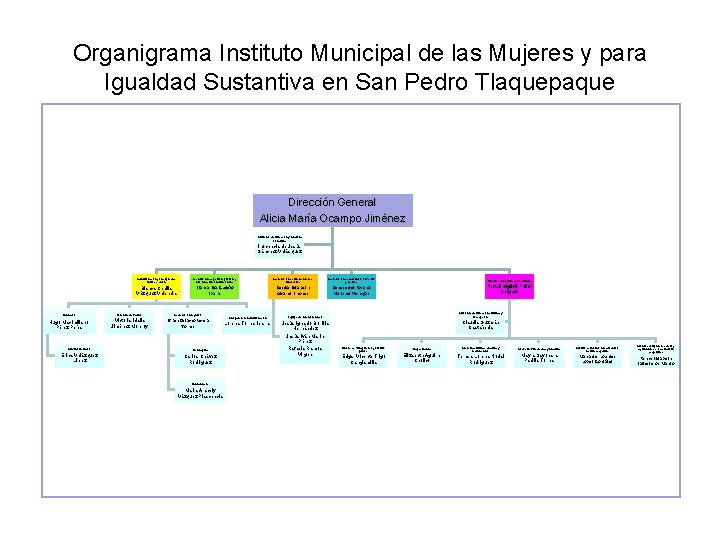 Organigrama Instituto Municipal de las Mujeres y para Igualdad Sustantiva en San Pedro Tlaquepaque