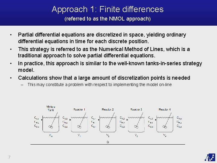 Approach 1: Finite differences (referred to as the NMOL approach) • • Partial differential