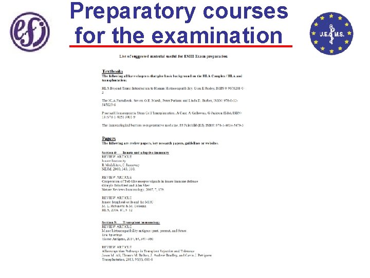 Preparatory courses for the examination 