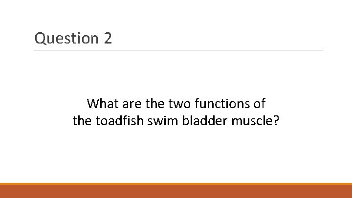 Question 2 What are the two functions of the toadfish swim bladder muscle? 