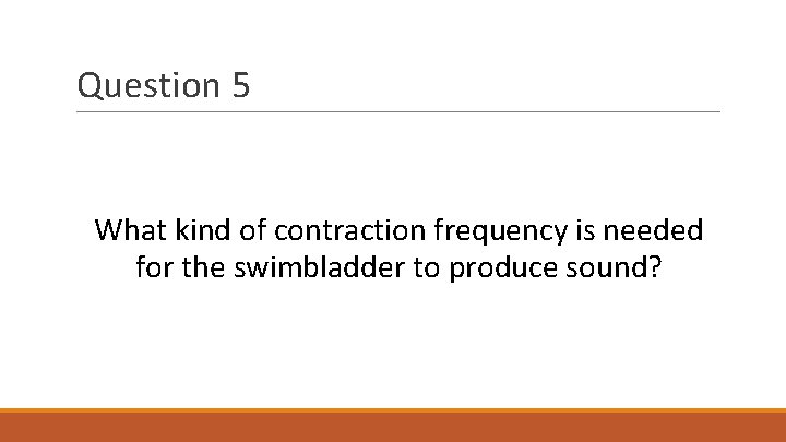 Question 5 What kind of contraction frequency is needed for the swimbladder to produce