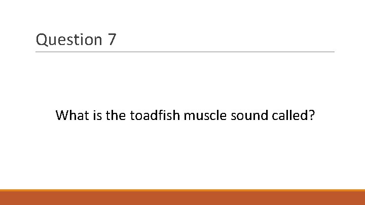 Question 7 What is the toadfish muscle sound called? 