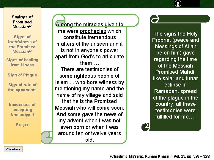 Sayings of Promised Messiahas Signs of truthfulness of the Promised Messiahas Signs of healing Sayings of Promised Messiahas Signs of truthfulness of the Promised Messiahas Signs of healing