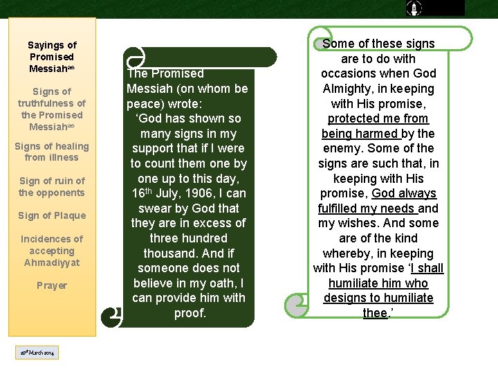 Sayings of Promised Messiahas Signs of truthfulness of the Promised Messiahas Signs of healing Sayings of Promised Messiahas Signs of truthfulness of the Promised Messiahas Signs of healing