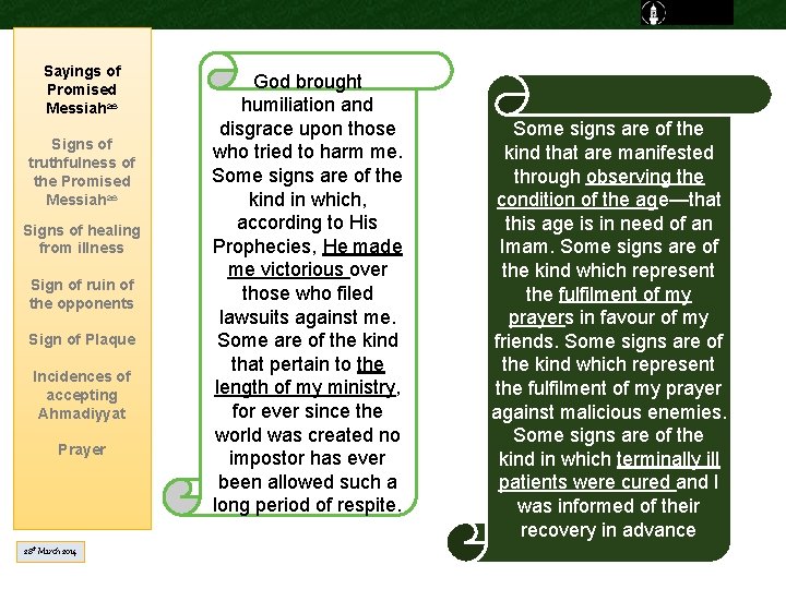 Sayings of Promised Messiahas Signs of truthfulness of the Promised Messiahas Signs of healing Sayings of Promised Messiahas Signs of truthfulness of the Promised Messiahas Signs of healing
