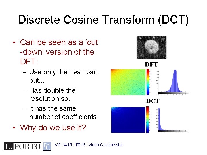 Discrete Cosine Transform (DCT) • Can be seen as a ‘cut -down’ version of