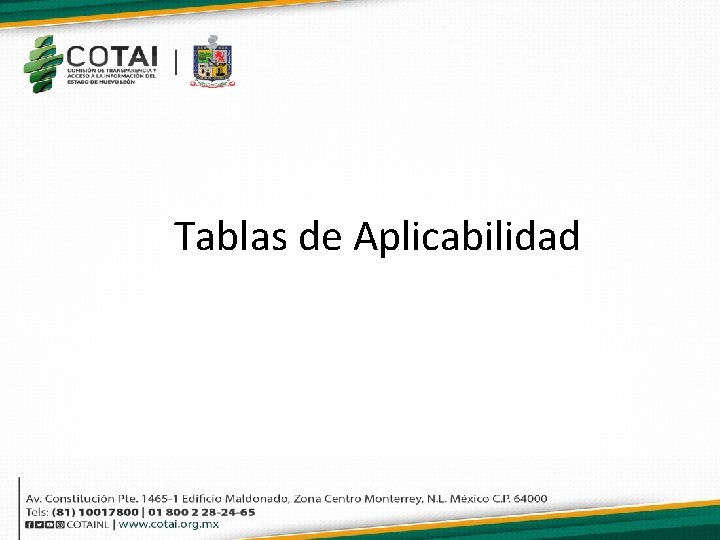 Tablas de Aplicabilidad 