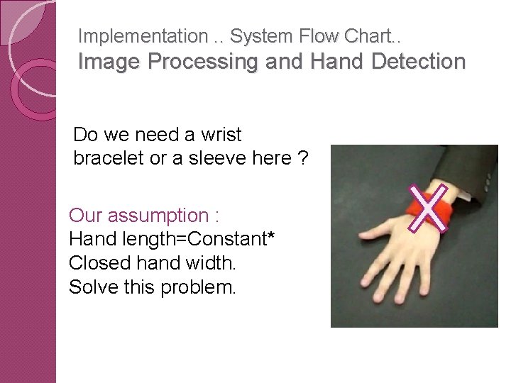 Implementation. . System Flow Chart. . Image Processing and Hand Detection Do we need