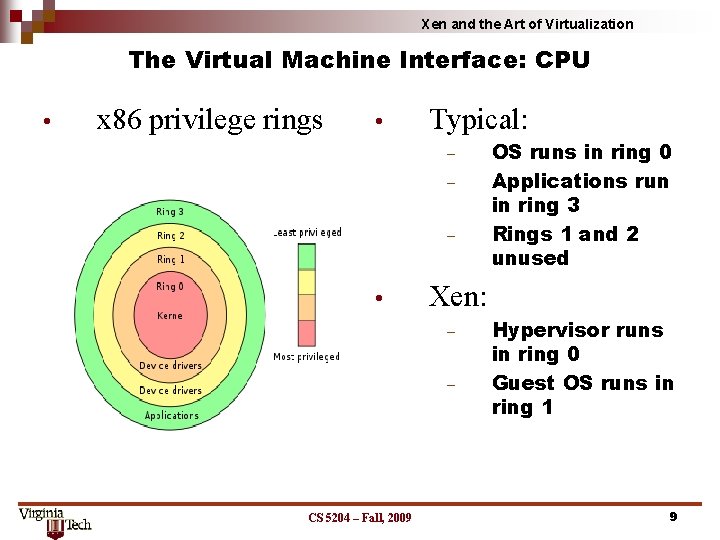 Xen and the Art of Virtualization The Virtual Machine Interface: CPU • x 86