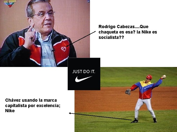 Rodrigo Cabezas. . Que chaqueta es esa? la Nike es socialista? ? Chávez usando