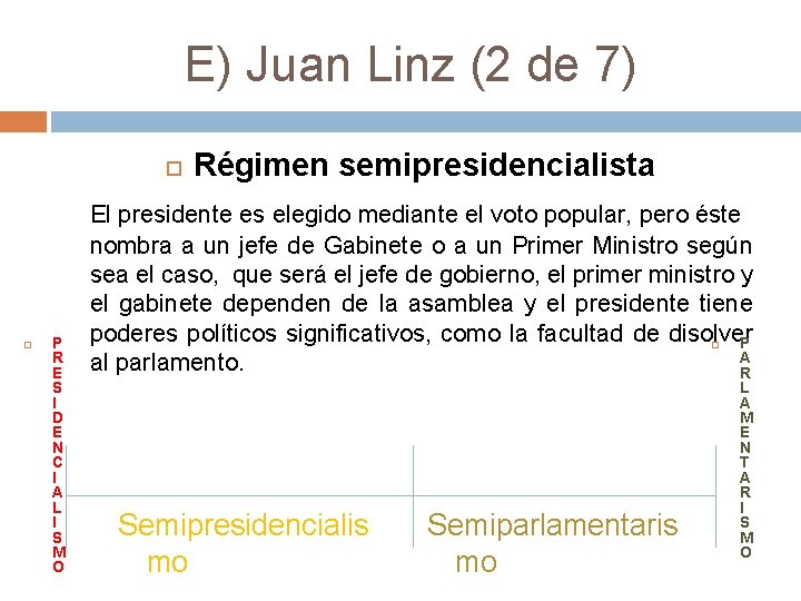 E) Juan Linz (2 de 7) P R E S I D E N