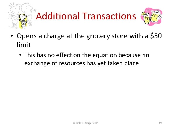 Additional Transactions • Opens a charge at the grocery store with a $50 limit