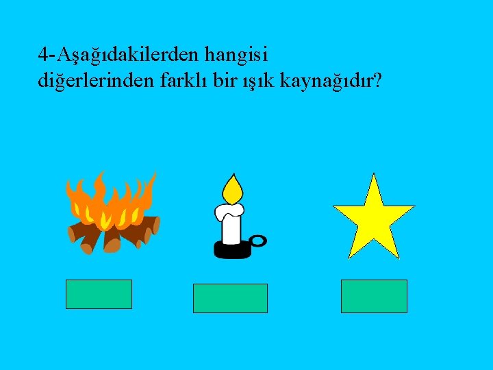 4 -Aşağıdakilerden hangisi diğerlerinden farklı bir ışık kaynağıdır? 