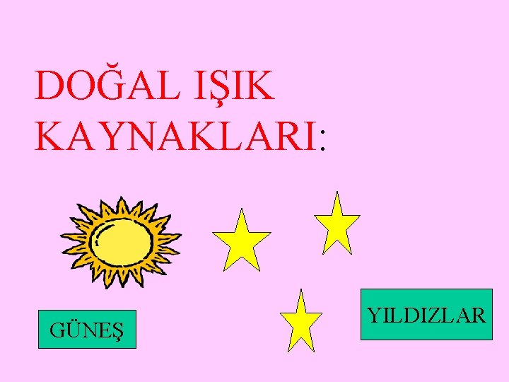 DOĞAL IŞIK KAYNAKLARI: GÜNEŞ YILDIZLAR 
