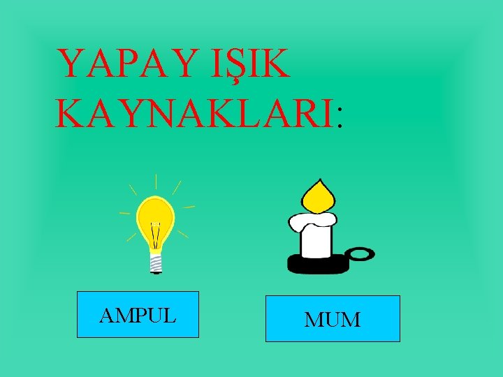 YAPAY IŞIK KAYNAKLARI: AMPUL MUM 